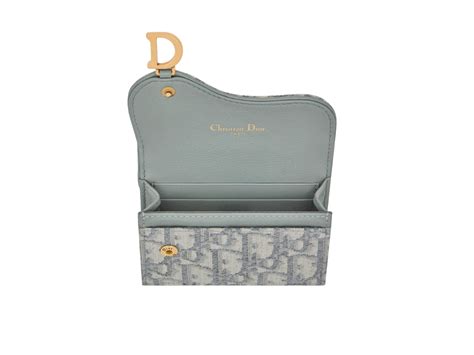 Saddle Flap Card Holder Gray Dior Oblique Jacquard